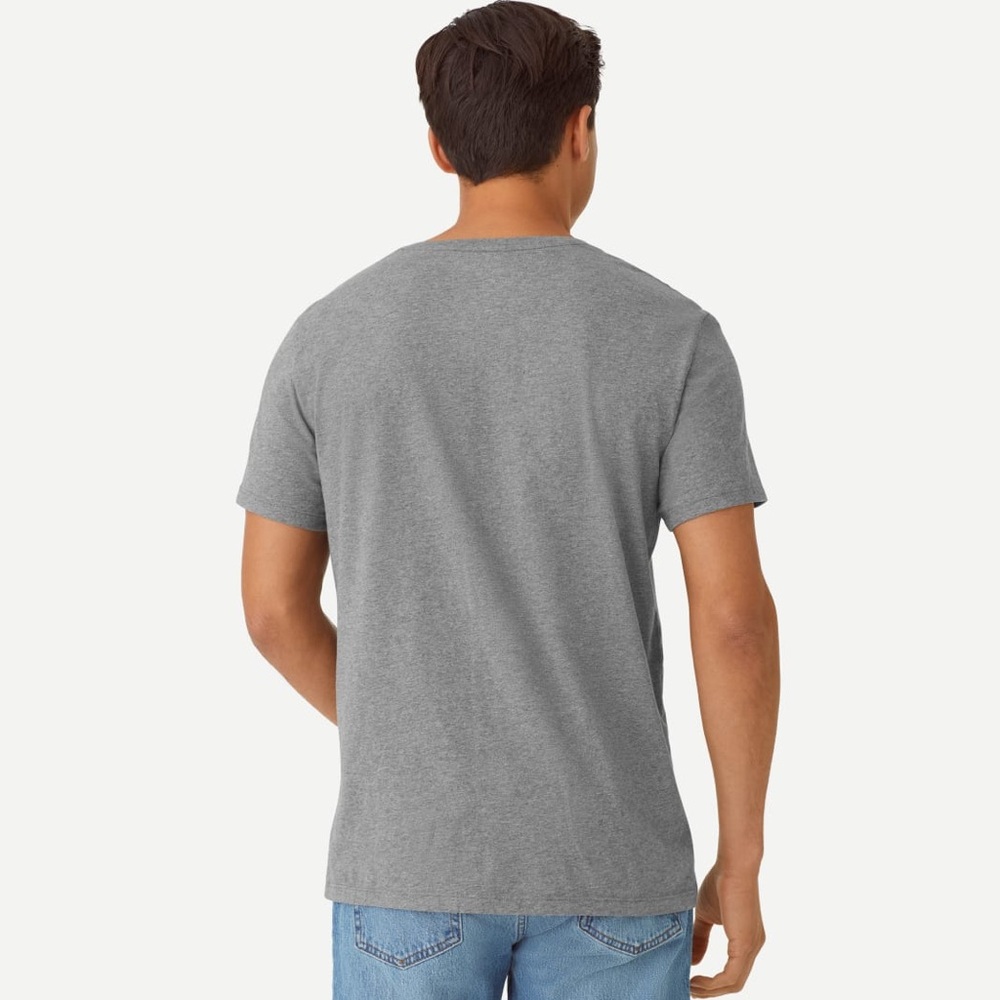 Men’s Bombas Men's Pima Cotton V-Neck T-Shirt - Grey Heather - XL - Picture 2 of 4
